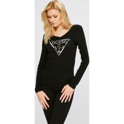 Guess Jeans - Bluzka. Czarne bluzki asymetryczne Guess Jeans, m, z aplikacjami, z bawełny, casualowe. Za 229,90 zł.