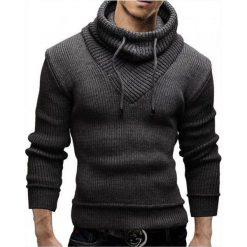 Męski sweter ABRAM GRAFIT. Szare swetry męskie Męski sweter ABRAM GRAFIT, xl, bez wzorów, bez kołnierzyka, bez kaptura. W wyprzedaży za 99,00 zł.