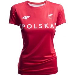 T-shirty damskie: Koszulka funkcyjna damska Polska Pyeongchang 2018 TSDF900 – czerwony wiśniowy