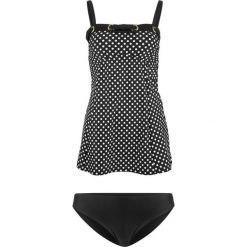 Tankini z dłuższym topem (2 części) bonprix czarno-biały w kropki. Czarne stroje kąpielowe damskie bonprix, bez wzorów. Za 109,99 zł.