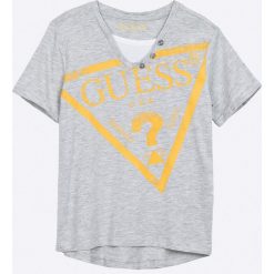 Guess Jeans - T-shirt dziecięcy 118-176 cm. Szare t-shirty chłopięce marki Guess Jeans, l, z nadrukiem, z bawełny, z okrągłym kołnierzem. W wyprzedaży za 79,90 zł.