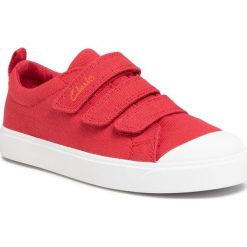 Trampki CLARKS - City Vibe K 261491197 Red Canvas. Czerwone półbuty dziewczęce Clarks, na rzepy. Za 139,00 zł.
