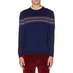 Sweter wełniany w kolorze granatowym. Niebieskie swetry męskie Benetton, m, z wełny, z okrągłym kołnierzem. W wyprzedaży za 99,95 zł.