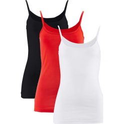 Top (3 szt.) bonprix truskawkowy + biały + czarny. Białe topy damskie bonprix. Za 59,97 zł.