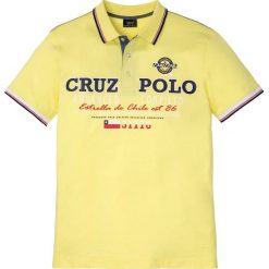 Shirt polo z nadrukiem bonprix jasna limonka. Żółte koszulki męskie bonprix, s, z nadrukiem, bez rękawów. Za 64,99 zł.
