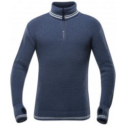 Devold Sweter Randers Zip Neck Night/Offwhite M. Pomarańczowe swetry klasyczne męskie marki Devold, m, z dzianiny, klasyczne, z klasycznym kołnierzykiem. Za 495,00 zł.