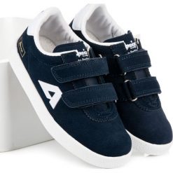 Buty dziecięce: ZAMSZOWE TRAMPKI NA RZEPY AMERICAN American Club niebieskie