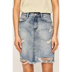 Answear - Spódnica jeansowa. Niebieskie spódniczki damskie ANSWEAR, na co dzień, s, bez wzorów, z bawełny, casualowe, mini, proste. Za 129,90 zł.