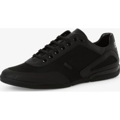 BOSS - Tenisówki męskie – Saturn, czarny. Czarne trampki męskie Boss, bez wzorów, ze skóry, eleganckie, bez zapięcia. Za 749,95 zł.