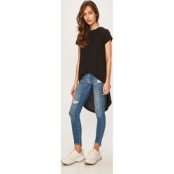 Answear - T-shirt. Czarne bluzki damskie ANSWEAR, s, bez wzorów, z elastanu, z okrągłym kołnierzem. Za 49,90 zł.
