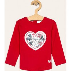 Blukids - Longsleeve dziecięcy 80-98 cm. Czerwone bluzki dziewczęce Blukids, z aplikacjami, z elastanu, z okrągłym kołnierzem, z długim rękawem, długie, bez kaptura. W wyprzedaży za 49,90 zł.