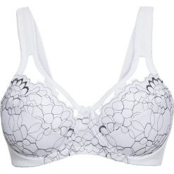 Biustonosz minimizer bonprix biało-czarny. Białe biustonosze bonprix, z aplikacjami, z koronki. Za 37,99 zł.