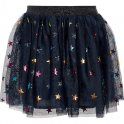 Spódnica "Jasmin" w kolorze granatowym ze wzorem. Niebieskie spódniczki dziewczęce marki Name it Mini & Kids, z nadrukiem, z tiulu, mini. W wyprzedaży za 45,95 zł.