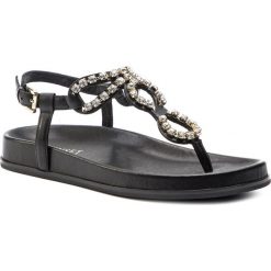 Sandały TWINSET - Sandalo 191TCT092 Nero 00006. Czarne klapki damskie Twinset, z aplikacjami, ze skóry, bez obcasa. W wyprzedaży za 589,00 zł.