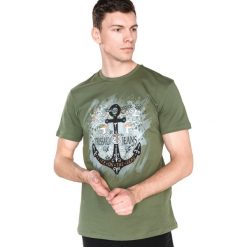 Trussardi Jeans Koszulka Zielony. Zielone podkoszulki męskie Trussardi Jeans, l, z nadrukiem, z bawełny, z krótkim rękawem. Za 197,95 zł.