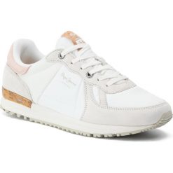 Sneakersy PEPE JEANS - Tinker Pro Premium PMS30511 White 800. Białe sneakersy męskie Pepe Jeans, na co dzień, bez wzorów, z jeansu, eleganckie, bez zapięcia. W wyprzedaży za 189,00 zł.