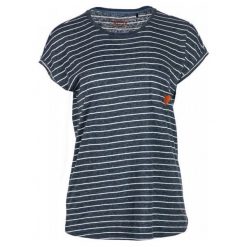Mustang T-Shirt Damski Retro Stripe L Ciemnoszary. Szare bluzki damskie Mustang, l, w paski, retro, bez kołnierzyka. W wyprzedaży za 104,00 zł.
