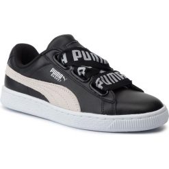 Sneakersy PUMA - Basket Heart De Wn's 364082 01 Puma Black/Puma White. Czarne półbuty damskie Puma, na co dzień, bez wzorów, ze skóry, bez obcasa, na płaskiej podeszwie, bez zapięcia. W wyprzedaży za 219,99 zł.