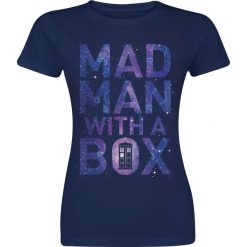 Doctor Who Mad Man With A Box Koszulka damska granatowy. Niebieskie koszulki damskie marki Doctor Who, l, z nadrukiem, klasyczne, z okrągłym kołnierzem. Za 74,90 zł.