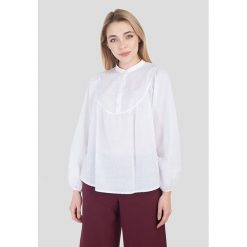 Koszula w kolorze białym. Białe koszule damskie Bessa, Moonlight, na co dzień, bez wzorów, ze stójką, z długim rękawem. W wyprzedaży za 142,95 zł.