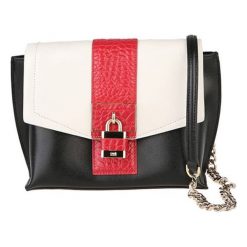 Torebki klasyczne damskie: Torebka w kolorze czarno-kremowo-czerwonym – (S)21 x (W)16 x (G)10 cm