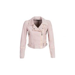 Kurtki skórzane Guess JUNKO. Różowe kurtki damskie Guess, s, bez wzorów, bez kaptura. Za 1319,00 zł.