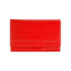 Portfele damskie: Skórzany portfel w kolorze czerwonym – (S)10 x (W)14 cm