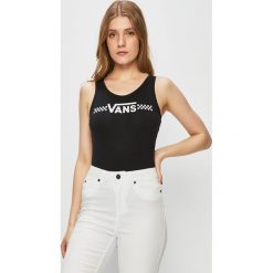 Vans - Top. Czarne bluzki damskie Vans, s, z nadrukiem, z elastanu, z okrągłym kołnierzem, bez rękawów. W wyprzedaży za 99,90 zł.