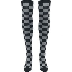 Urban Classics Ladies Checkerboard Overknee Socks Zakolanówki czarny/ciemnoszary. Szare podkolanówki damskie Urban Classics, z bawełny. Za 24,90 zł.