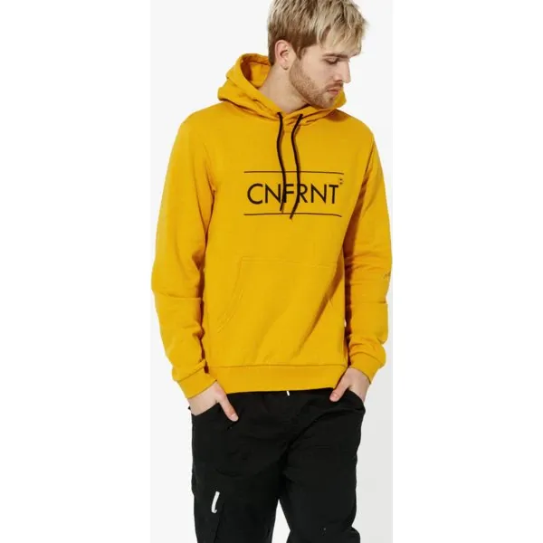 Confront Bluza Big Logo Hoodie , żółty, rozmiar L. Żółte bluzy męskie Confront, m, z nadrukiem, z bawełny, klasyczne, z kapturem, bez rękawów, z kapturem. W wyprzedaży za 69,99 zł.