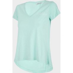 T-shirt damski TSD616 - błękit turkusowy - Outhorn. Niebieskie koszulki damskie Outhorn, bez wzorów, bez kołnierzyka. Za 34,99 zł.