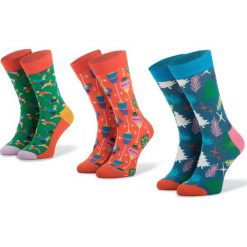 Zestaw 3 par wysokich skarpet unisex HAPPY SOCKS - XMAS08-4003 Kolorowy. Skarpetki damskie Happy Socks, bez wzorów, z elastanu. Za 119,90 zł.