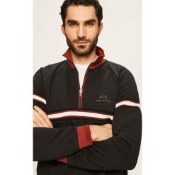 Armani Exchange - Bluza. Czarne bluzy męskie Armani Exchange, m, z nadrukiem, z elastanu, z kapturem, z krótkim rękawem, krótkie, bez kaptura. Za 599,90 zł.