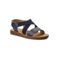 BASSANO WSL996-1 Granatowy. Niebieskie sandały damskie Bassano, bez wzorów, ze skóry ekologicznej, bez obcasa, bez zapięcia. Za 49,99 zł.