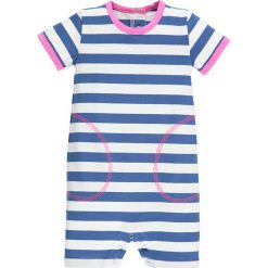 Rampers w kolorze niebiesko-białym. Niebieskie body niemowlęce lamino, w paski, z bawełny, bez rękawów. W wyprzedaży za 35,95 zł.