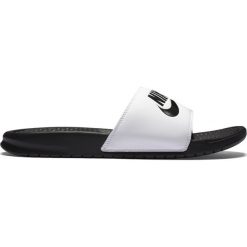 Klapki Nike Benassi JDI (343880-100). Czarne kapcie męskie Nike, bez wzorów, z materiału. Za 99,99 zł.