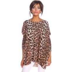Swetry klasyczne damskie: Sweter "Leopard" w kolorze beżowym