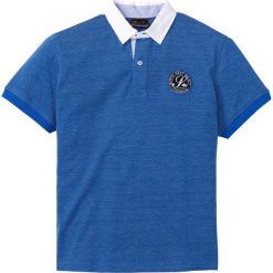 Shirt polo z kołnierzykiem z tkaniny bonprix lazurowo-biały melanż. Niebieskie koszulki męskie bonprix, s, z aplikacjami, z tkaniny, bez rękawów. Za 37,99 zł.