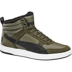 Sneakersy młodzieżowe Puma Rebound Puma oliwkowe. Zielona sneakersy damskie Puma, ze skóry. Za 179,90 zł.