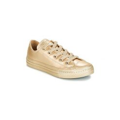 Buty Dziecko Converse CHUCK TAYLOR ALL STAR METALLIC LEATHER OX METALLIC LEATHER OX GO. Żółte trampki dziewczęce Converse, bez wzorów, bez zapięcia. Za 153,30 zł.