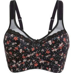 Biustonosz odciążający bez fiszbinów bonprix czarny w kwiaty. Czarne biustonosze bonprix, z aplikacjami. Za 54,99 zł.
