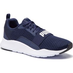 Buty PUMA - Wired 366970 03 Peacoat/Peacoat/Puma White. Niebieskie buty sportowe męskie Puma, ze skóry ekologicznej, bez zapięcia, na fitness i siłownię. W wyprzedaży za 179,00 zł.