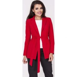 Elegancki Żakiet bez Zapięcia z Paskiem - Czerwony. Czerwone marynarki i żakiety damskie Molly.pl, l, eleganckie. Za 142,90 zł.
