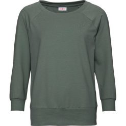 Bluza oversize, rękawy 3/4 bonprix szaro-zielony. Zielone bluzy damskie bonprix. Za 54,99 zł.