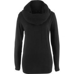 Swetry klasyczne damskie: Sweter 2 w 1 z szalem bonprix czarny