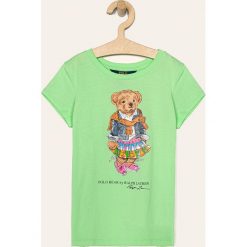 Polo Ralph Lauren - T-shirt dziecięcy 134-176 cm. Zielone bluzki dziewczęce Polo Ralph Lauren, z nadrukiem, z bawełny, z okrągłym kołnierzem, z krótkim rękawem, krótkie, bez kaptura. Za 179,90 zł.