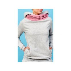 Bluza z kominem i kapturem róż. Czarne bluzy damskie Awu, s, z haftami, z dzianiny, bez rękawów. Za 219,00 zł.