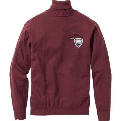 Sweter z golfem Regular Fit bonprix czerwony klonowy. Czerwone swetry męskie bonprix, s, z haftami, sportowe, z golfem, bez kaptura. Za 32,99 zł.