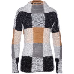 Sweter bonprix wielbłądzia wełna - dymny szary - czarny. Brązowe swetry klasyczne damskie bonprix, z wełny. Za 109,99 zł.