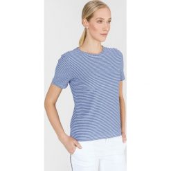 Scotch & Soda Koszulka Niebieski Biały. Niebieskie bluzki damskie Scotch & Soda, l, w paski, z bawełny, bez kołnierzyka, z krótkim rękawem. Za 219,95 zł.